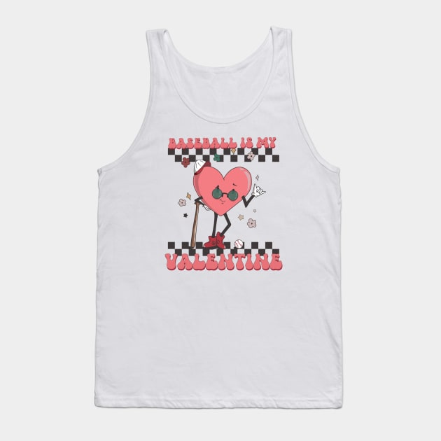 Retro Baseball Valentines Day, Baseball Is My Valentine, Baseball Heart Tank Top by mcoshop